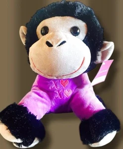 Valentines Monkey XOXO Black Purple Pink Ages 3+ New Gift - Picture 1 of 1