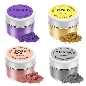 Essbares Glitzer Set 4 X 5 Gramm Pulver Für Getränke Lebensmittel 4 Farben Neu ✅ - Bild 1 von 7