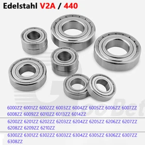 Edelstahl V2A 440 Kugellager 6000ZZ - 6308ZZ Rillenkugellager Bohrung 10mm-70mm - Bild 1 von 10
