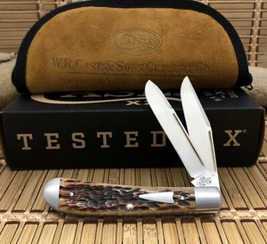 Case XX USA 2021 Peachseed Brown Bone 154-CM Tony Bose HT Trapper Knife 🔪 - Picture 1 of 5