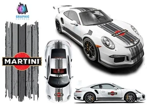 SCRATCHED MARTINI RACING STRIPES RED LOGO PORSCHE CARRERA BOXSTER STICKERS SET - Imagen 1 de 1