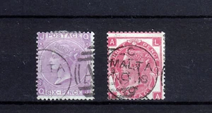 MALTA GB USATO A MALTA 1857/1884 2 FRANCOBOLLI SG Z20, Z44 - Foto 1 di 1