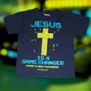Kid's Unisex Jesus Game Changer 2 Corinthians 5:17 Navy L (10/12) - Picture 1 of 6