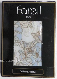 Collants BLANC BLEU FLEURS - Taille 1 - 80 D - FARELL pour femme NEUF #C29 - Bild 1 von 2