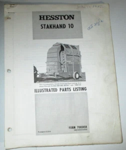 Hesston StakHand 10 Apilador Piezas Catálogo Manual Libro ¡ORIGINAL! 7083454 - Imagen 1 de 3