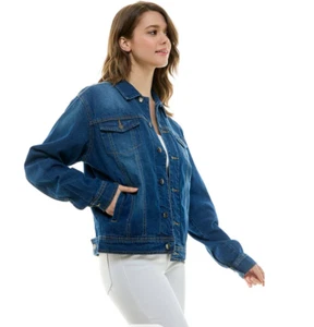 Blue Age ,Ladies cotton boyfriend style denim jacket, Size-M, dark blue - Picture 1 of 5