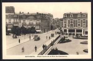 CPA Soissons, Place Centrale et Rue du Commerce - Picture 1 of 2