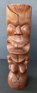 12" Solid Wooden Handmade Primitive Big Mouth Tribal Statue Sculpture Tiki Ba... - Picture 1 of 10