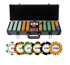 Casino Grade 14g Ton Poker Chips Set, 500, 39mm, mit Koffer/Decks - Bild 1 von 24