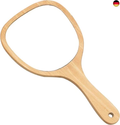 THESTRIVEN Fächerförmiger Holzspiegel Friseur Handspiegel mit Holz Griff Holz L