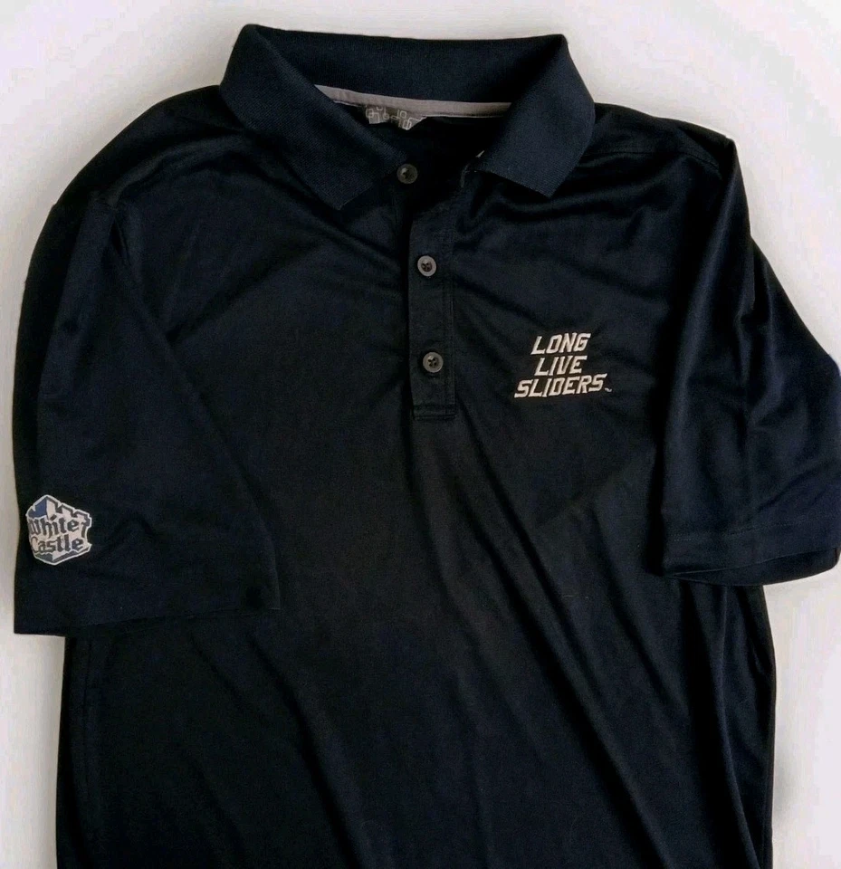 Polo White Castle Hamburgers Manager Talla S. Negro, Estilo "Dry Fit" 3 Botones  Foto 1 de 3