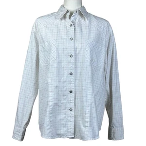 Roper Shirt Women Size 1X White Long Sleeve Faceted Snaps Color Checks Western - Picture 1 of 12