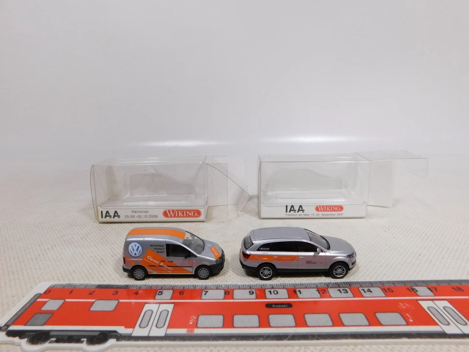 Wiking 1:87 H0 2x Modello Iaa 0275 05 VW Caddy 133 04 Audi Q7 Mint + Box # - Immagine 1 di 4