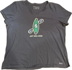 Life Is Good Top Damen XXL grau Crusher T-Shirt klassische Passform nur Wasser hinzufügen - Bild 1 von 3