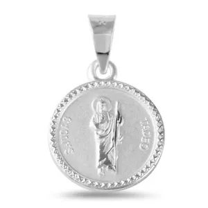 925 Sterling Silber St. Jude Medaillon Anhänger - rund - 15 mm - Bild 1 von 3