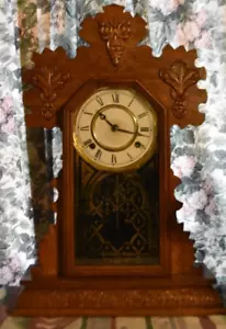 1880's Antique E Ingram Co. Bristol Conn. Gingerbread Mantle Clock - Picture 1 of 7