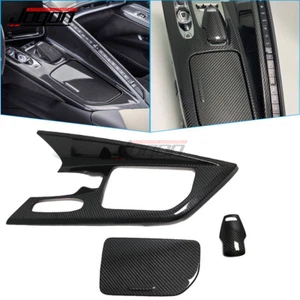 Carbon Console Water Holder Gear Shifter Panel Cover For Corvette C8 Z51 Z06 20+ - Picture 1 of 9