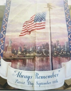 Thomas Kinkade Patriot Day Flag ALWAYS REMEMBER 28"x40" Certificate Authenticity - Picture 1 of 5