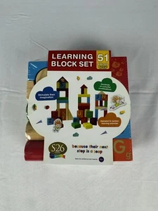 Childrens Kids Learning Wooden Toy Blocks 51 Pieces S-26 Gold Junior Colored Red - Picture 1 of 6