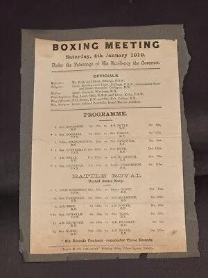 1919 US Navy Boxing Program WWI Boxing Event Rare Find - Image 1 of 2