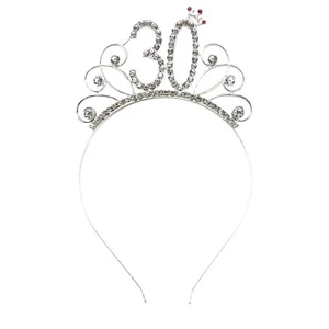 Haarreifen Zahl 30 mit Diamanten und Krone Haarreif 30. Geburtstag Damen Metall - Bild 1 von 1