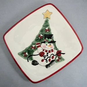 Fitz & Floyd Classics Schneemann Cheers Snack Teller Wandbehang Weihnachtsdeko - Bild 1 von 11