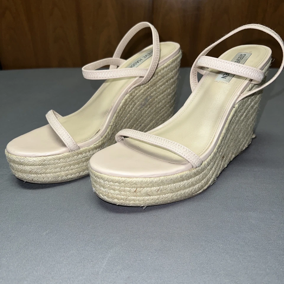 Alpargatas de cuña Steve Madden para mujer tragaluz con tiras talla 9? Beige Foto 1 de 4