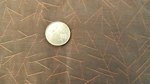 COTTON FABRIC- ORANGE LINES ON BROWN BTY - Picture 1 of 1