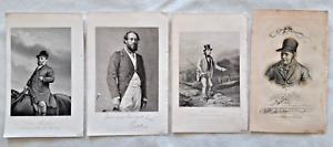 Jockeys Porträts Reitsport Sammlung 4 Stahlstiche um 1850