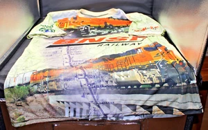 Seltenes BNSF Eisenbahn Polyester Hemd Gr. L Eisenbahn Zug Lok Karte Santa Fe - Bild 1 von 9