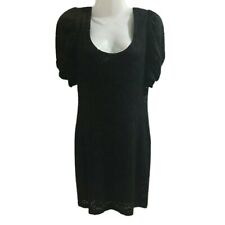 VALLEY GIRL Womens Black M Dress Bodycon Lace Overlay Lined Short Sleeve VTG