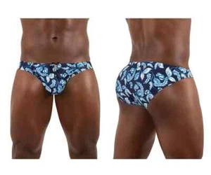 ErgoWear Swimwear FEEL Swim-Bikini Briefs 3D Pouch Abstract Blue 1697 Sz MEDIUM - Picture 1 of 7