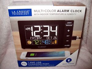 La Crosse Technology Multi-Color Alarm Clock with USB Charging Port - New