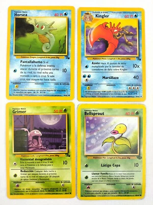 Horsea Kingler Grimer Bellsprout Spanish Jungle Fossil Card Unlimited Vintage - Image 1 of 4