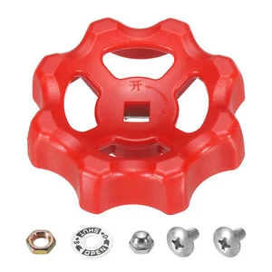 Outside Faucet Handle Square Stem Hole 7x7mm, ABS Wheel Handle, Red - Picture 1 of 5