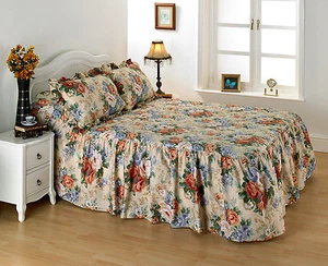 Florence klassische gesteppte Passform Blumenbettwäsche leichte Schicht mit Schürze - Bild 1 von 2
