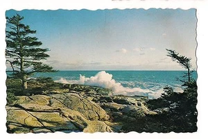 RESTLESS SEA AGAINST RUGGED COAST MAINE Postcard ME 1978 Surf Crashing Rocks - Picture 1 of 2