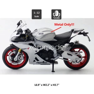 1:12 Aprilia RSV4 RR1000 Motorcycle Silver Model Diecast Motorcycle Toy for Kids - Picture 1 of 9