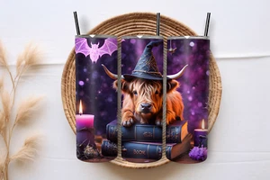 Skinny Becher - Highland Kuh Hexe - Halloween - 20oz Edelstahl - 2 - Bild 1 von 1