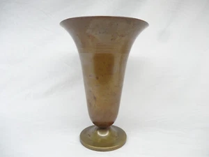 N.V. METAWA METADOR TIEL HOLLAND Bronze/Messing Patina Trompete geriffelt Vase Urne - Bild 1 von 10