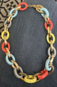 Vera Bradley Heavy Colored Plastic & Gold Tone Metal Chunky Link Collar Necklace