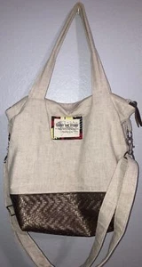 RENEW Renewproject.org Carry The Story handgefertigte Canvas-Tasche gewebtes veganes Leder - Bild 1 von 8