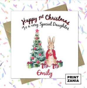 Personalisierte Karte Babys erste Weihnachten Peter Hase 1. Weihnachten Sohn Tochter ZDA - Bild 1 von 6