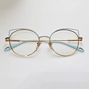 Womens Cat Eye Eyeglass Frames Blue / Gold 53-19-145 Eyewear Glasses - Picture 1 of 6
