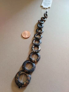 vintage unused Darice carved natural donut round beads jewelry crafts sz varies - Picture 1 of 5