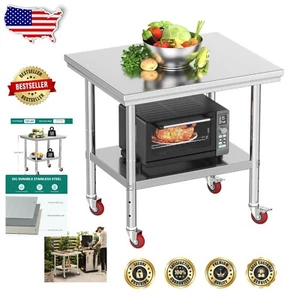 Vielseitiger 30" x 24" NSF Edelstahl Vorbereitungstisch mit Rollen und 2 Ablagen - Bild 1 von 9