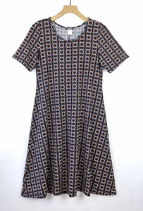KIM & CO DRESS M UK 12 ABSTRACT GEOMETRIC CIRCLES JERSEY STRETCH KNEE LENGTH - Picture 1 of 8