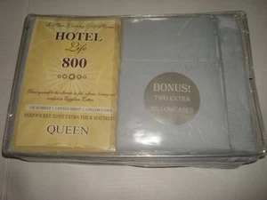 Queen Sheet Set Gray Hotel Life With 4 Pillowcases New - Picture 1 of 2
