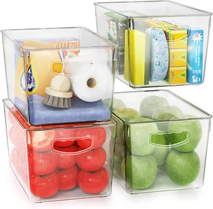 Clear Storage Bins with Lids Stackable - Large Plastic Containers for Pantry,, - Picture 1 of 12