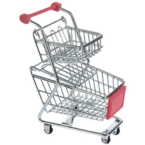 Red Mini Metal 2 Tiers Lebensmittel Einkaufswagen Spielzeug / Puppengröße / - Bild 1 von 4